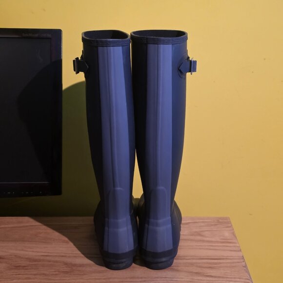 Hunter Womens Matte Navy Blue Size 8 Original Tall Rubber Rain Boots Waterproof - Picture 5 of 10